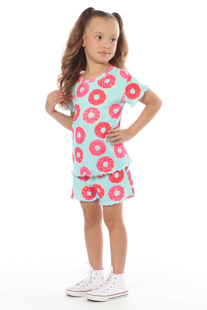 CONJUNTO MENINA BLUSA E SHORTS DONUTS