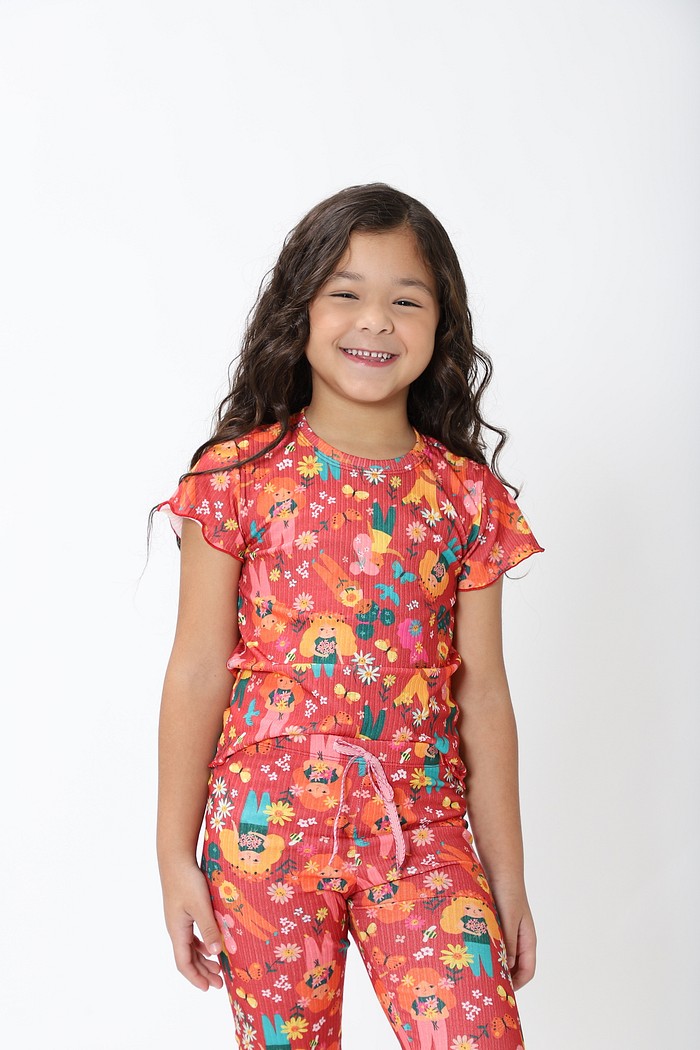 CONJUNTO MENINA BLUSA E CALÇA BONECAS