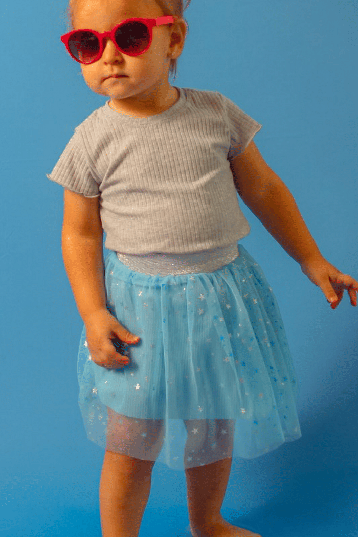 SAIA MENINA TULE AZUL ESTRELAS