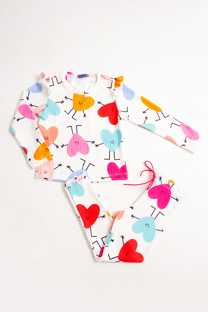 CONJUNTO CALÇA E BLUSA CORAÇÕES SORRINDO