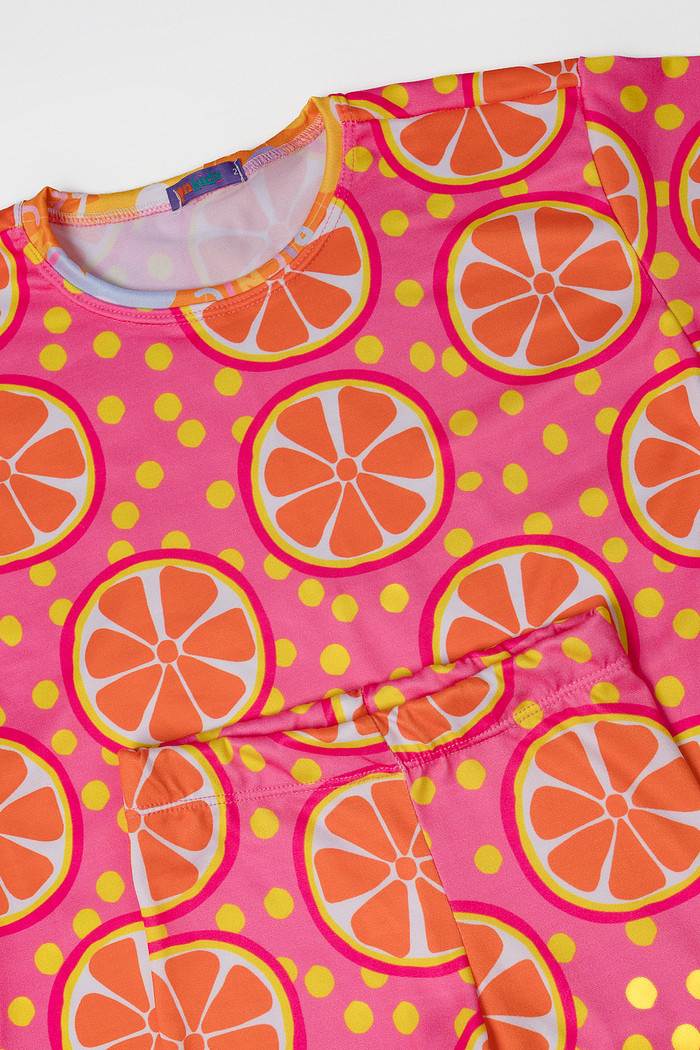 CONJUNTO MENINA CAMISETA E LEGGING LARANJA