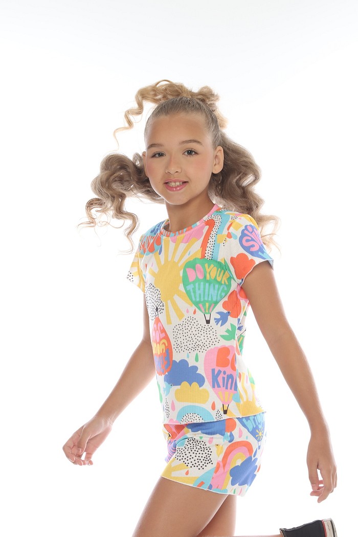 CONJUNTO MENINA BLUSA E SHORTS BALÕES