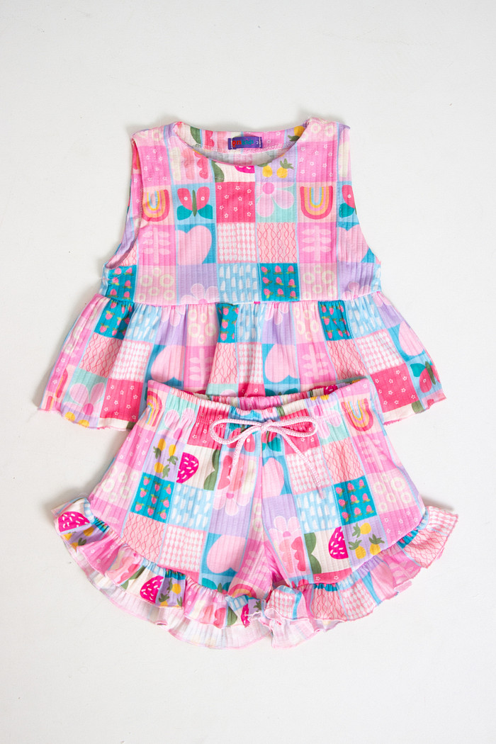 CONJUNTO MENINA BLUSA E SHORTS BLOOM