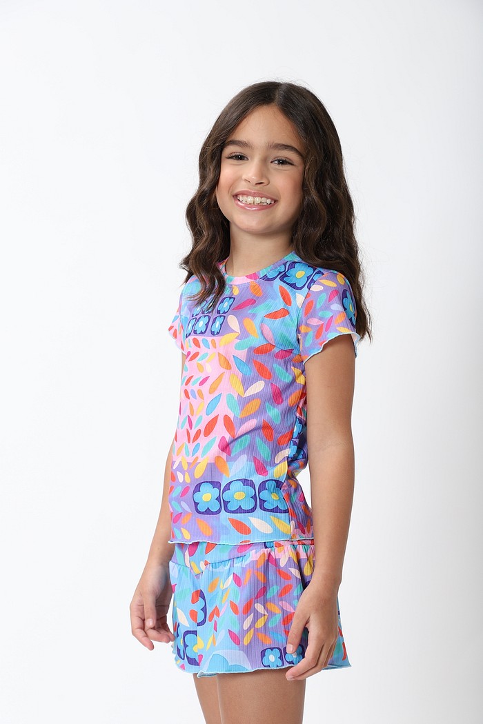 CONJUNTO MENINA BLUSA E SHORTS SAIA SONHO FLORAL