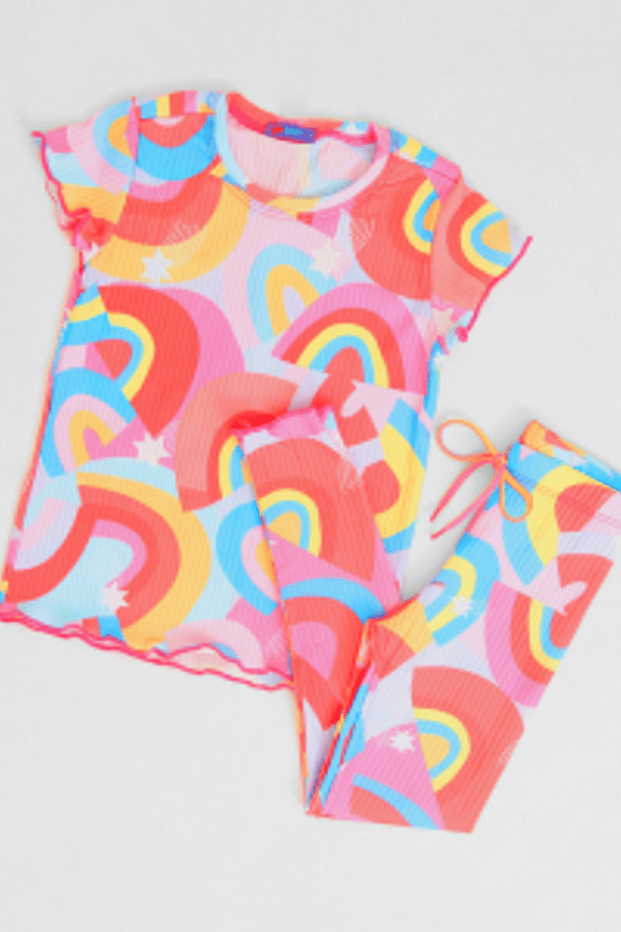 CONJUNTO MENINA BLUSA E CALÇA ARCO IRIS