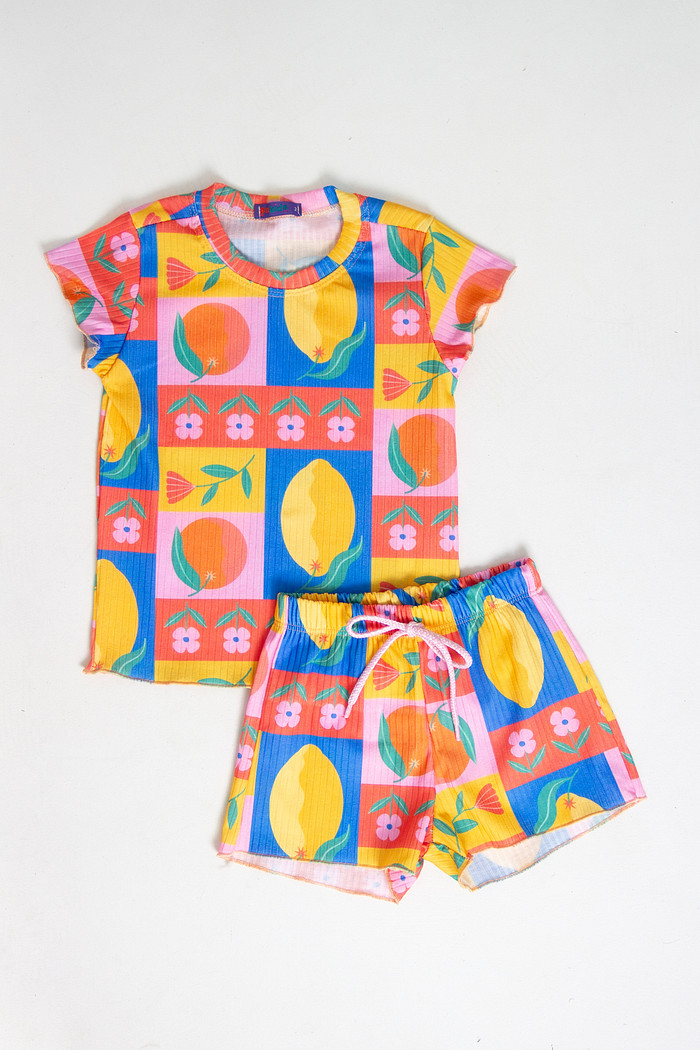 CONJUNTO MENINA BLUSA E SHORTS SICILIANO