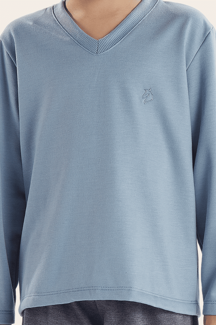 PIJAMA MANGA LONGA DECOTE V COM CALCA EM MOLETINHO MASCULINO