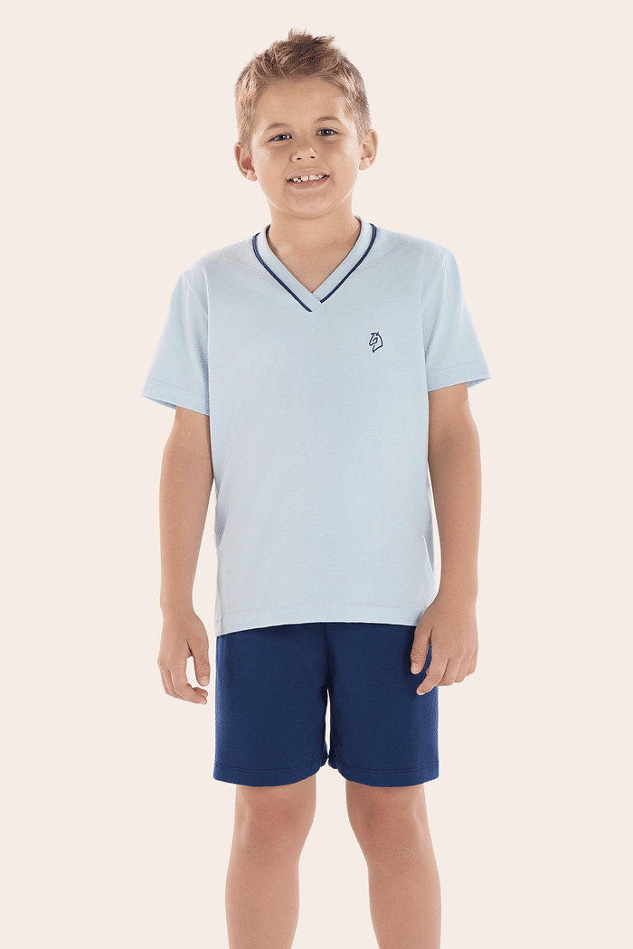 PIJAMA MEIA MANGA COM BERMUDA EM MEIA MALHA MASCULINO 