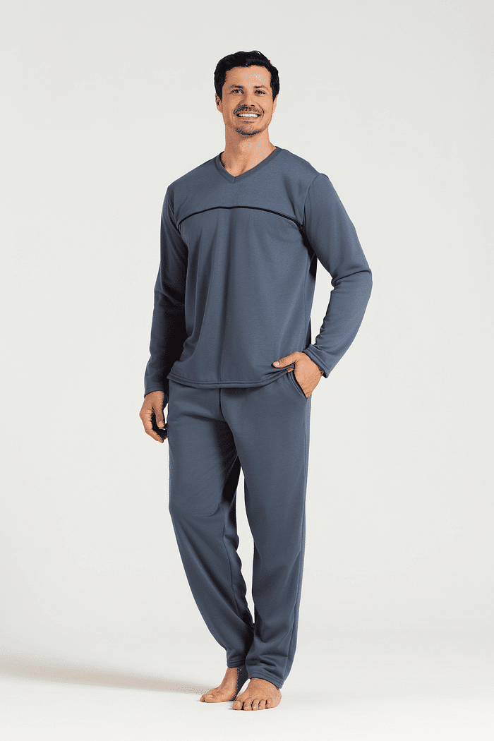 PIJAMA MANGA LONGA COM CALCA EM MOLETINHO MASCULINO 
