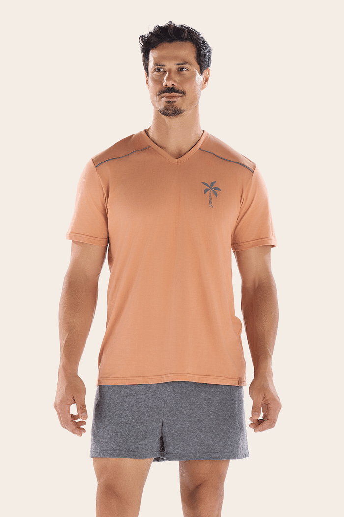 PIJAMA MEIA MANGA COM SAMBA CANCAO EM MEIA MALHA MASCULINO 