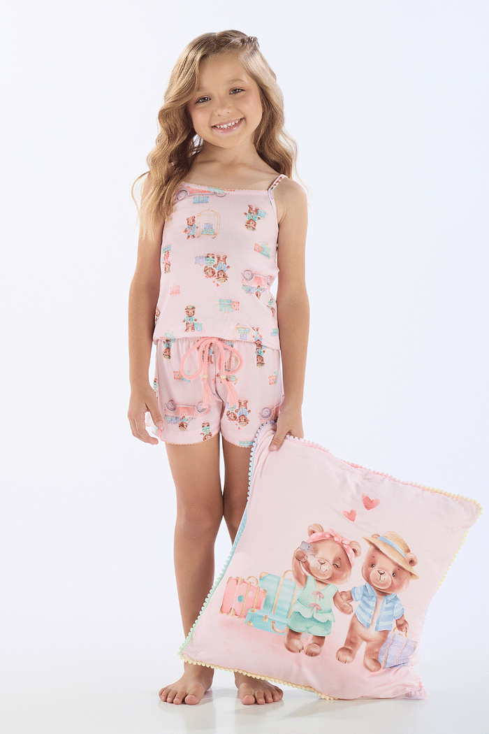 PIJAMA ALCAS COM SHORTS EM MALHA SUBLIMADA FEMININO 