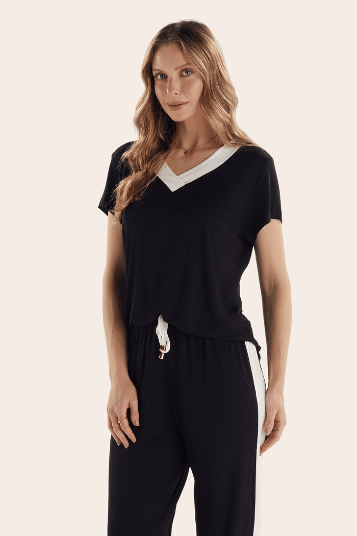 PIJAMA MEIA MANGA COM CALCA EM VISCOLYCRA FEMININO 