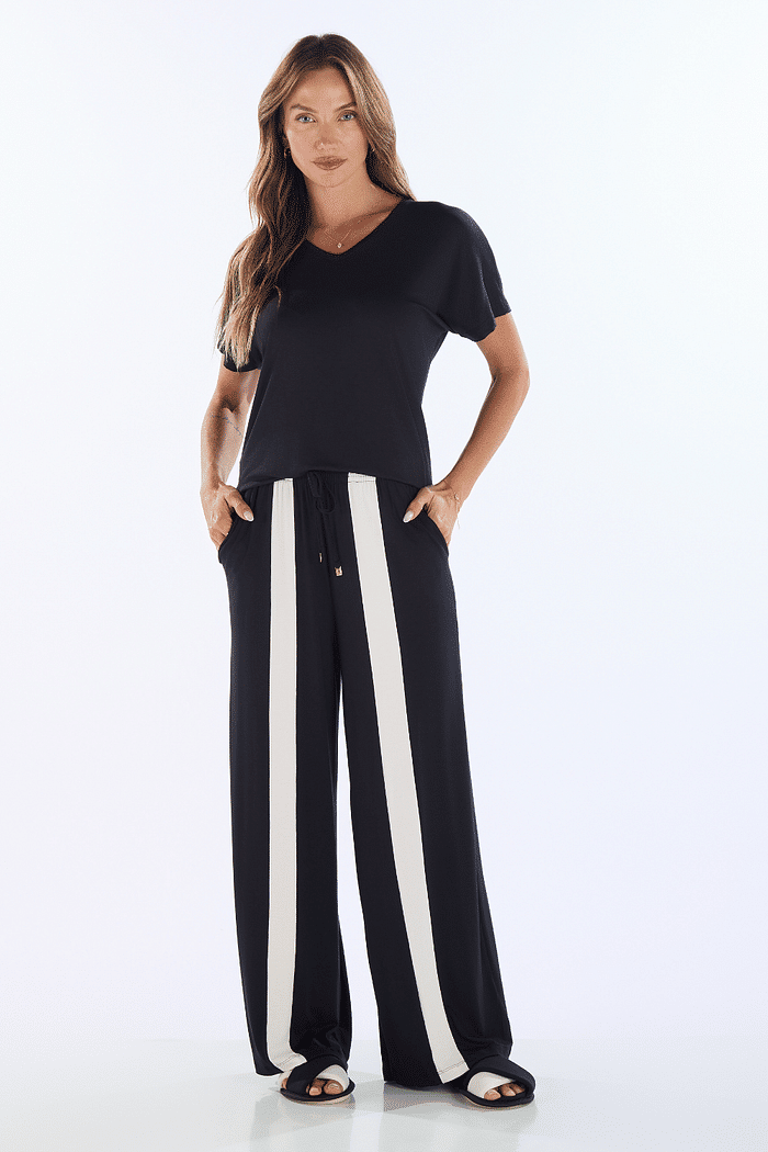 PIJAMA MEIA MANGA COM CALCA EM VISCOLYCRA FEMININO