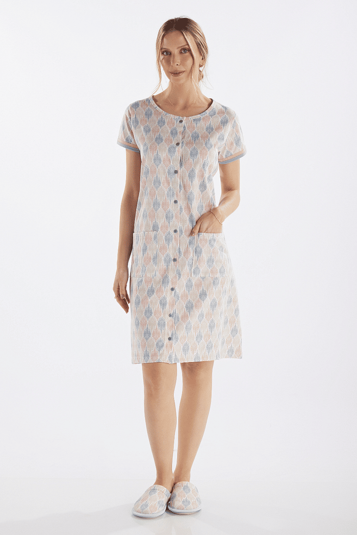 CAMISOLA MEIA MANGA ABERTURA FRONTAL EM MALHA RORATIVA FEMININO