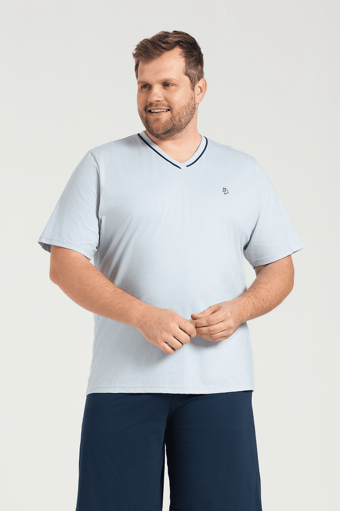 PIJAMA MEIA MANGA COM BERMUDA EM MEIA MALHA MASCULINO 