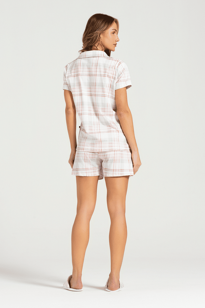 PIJAMA AMERICANO COM SHORTS EM MEIA MALHA FEMININO