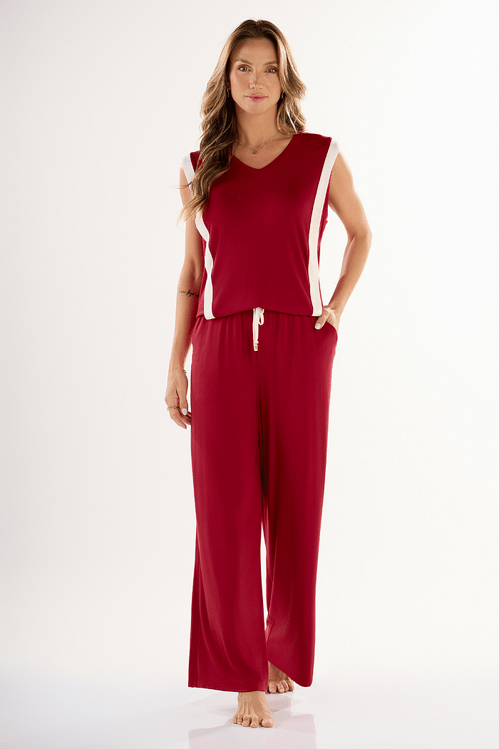 PIJAMA CURTO VISCOLYCRA FEMININO VERMELHO