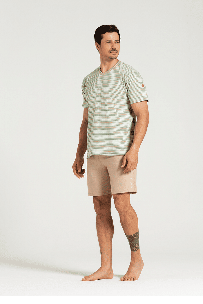 PIJAMA MEIA MANGA COM BERMUDA MASCULINO