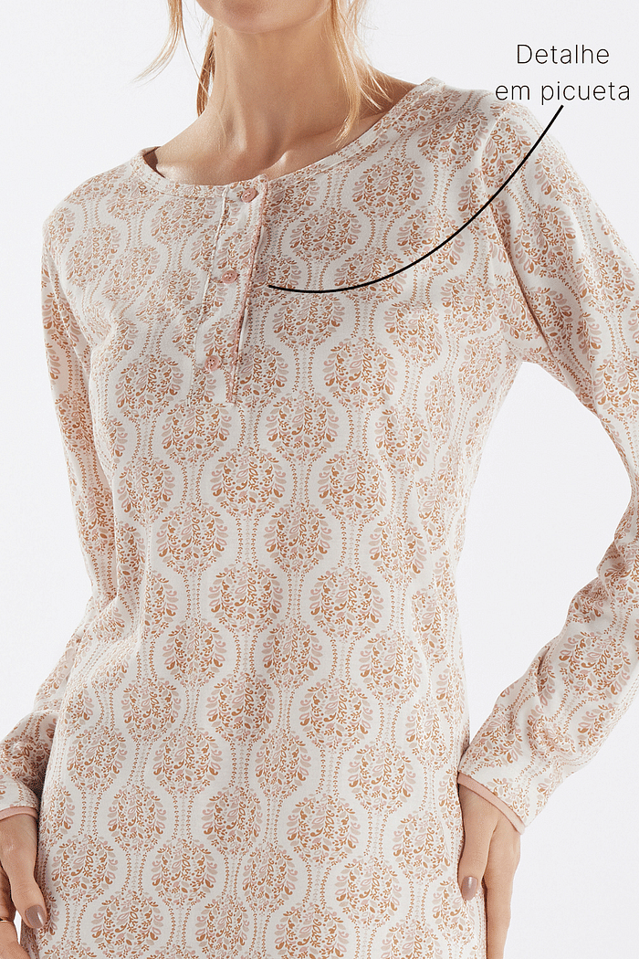 CAMISOLA MANGA LONGA COM PEITILHO EM MALHA ROTATIVA FEMININO