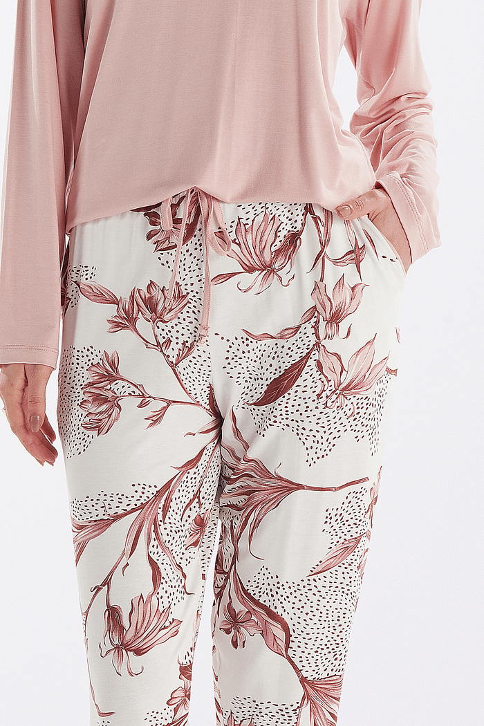 PIJAMA FEMININO  MANGA LONGA COM CALÇA EM VISCOLYCRA