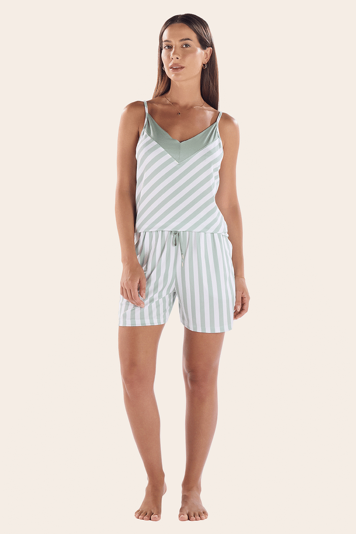 PIJAMA ALCAS COM SHORTS EM MALHA SUBLIMADA FEMININO 