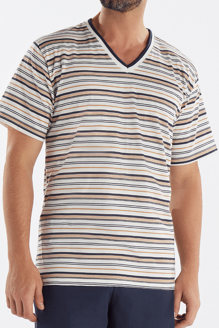 PIJAMA MASCULINO MEIA MANGA COM BERMUDA EM MEIA MALHA