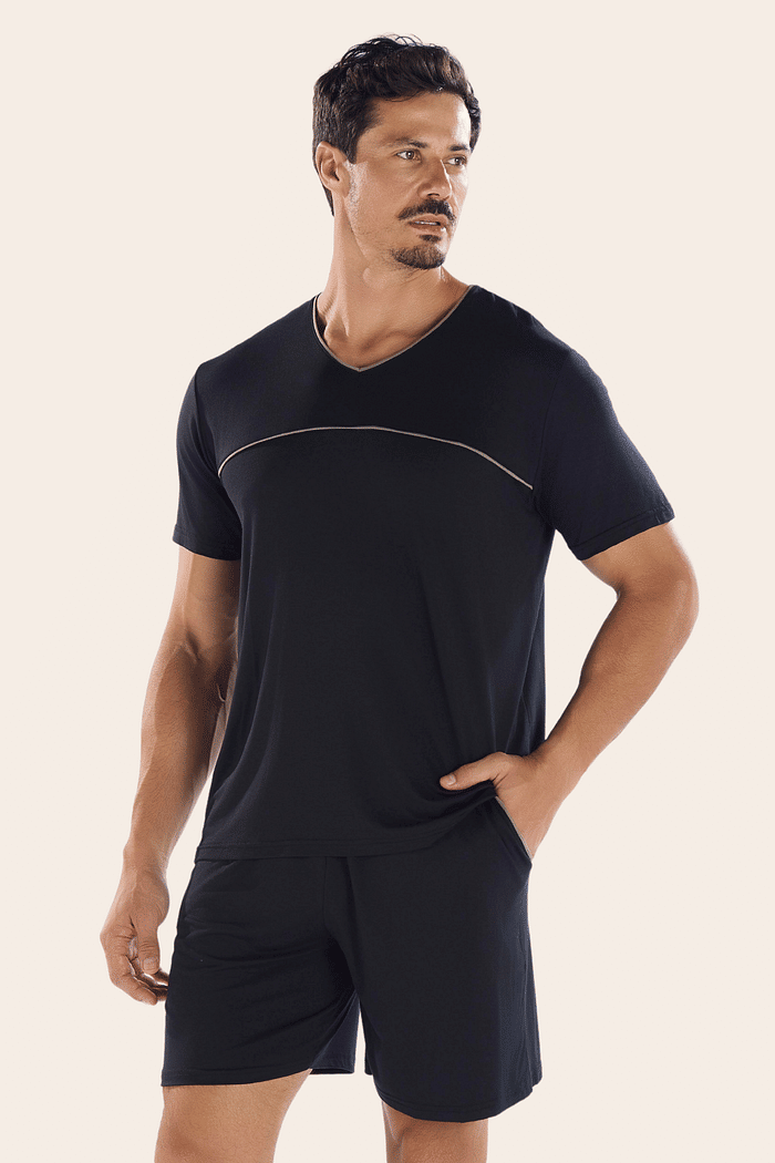 PIJAMA MEIA MANGA COM BERMUDA EM VISCOLYCRA MASCULINO 
