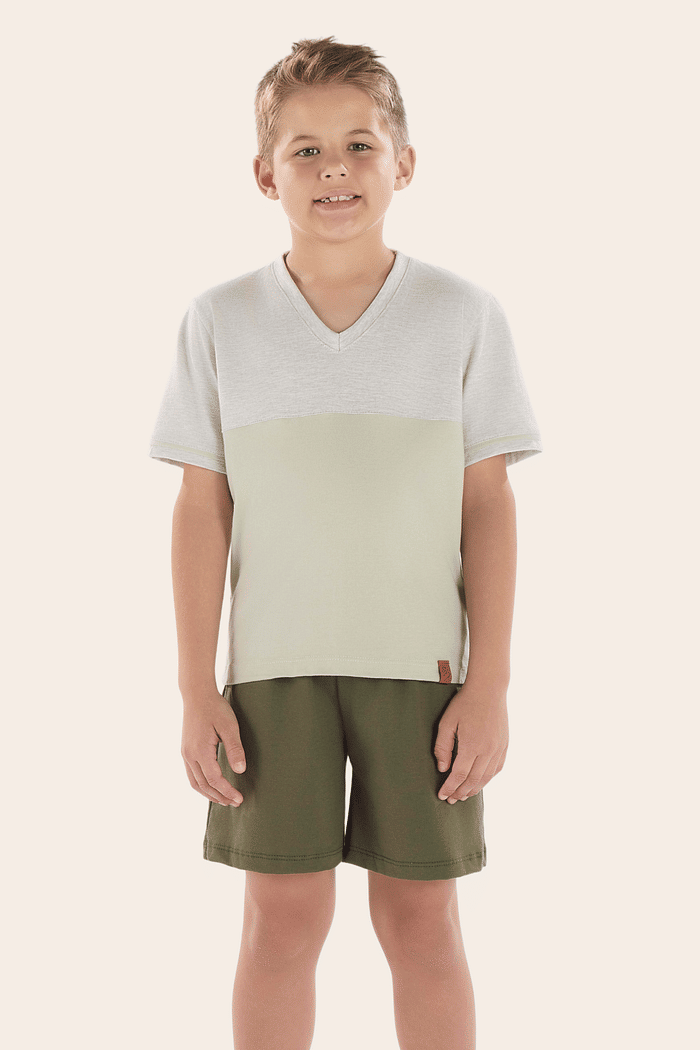 PIJAMA MEIA MANGA COM BERMUDA EM MEIA MALHA MASCULINO 