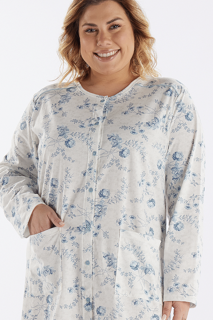 CAMISOLA MANGA LONGA ABERTURA FRONTAL EM MALHA ROTATIVA FEMININO 