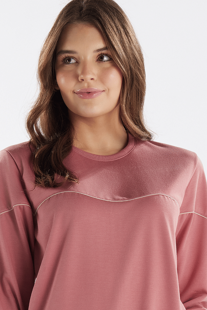PIJAMA MANGA LONGA COM CALCA EM MOLETINHO FEMININO