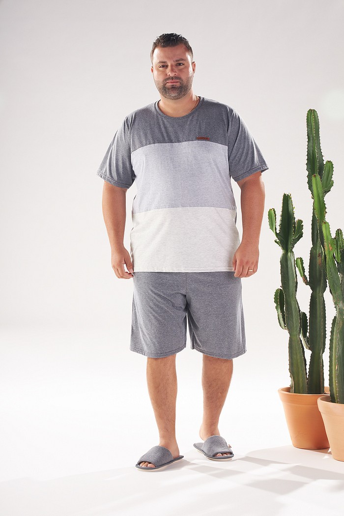 PIJAMA MEIA MANGA COM BERMUDA EM MEIA MALHA MASCULINO 