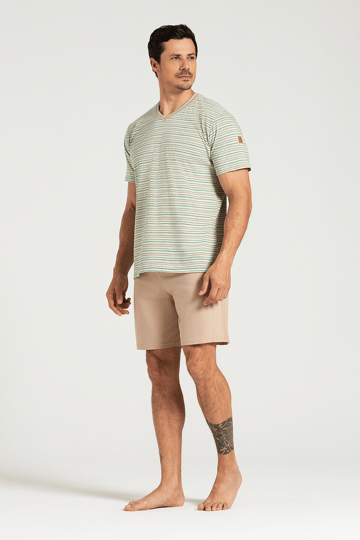 PIJAMA MEIA MANGA COM BERMUDA MASCULINO