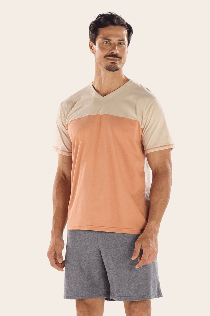 PIJAMA MEIA MANGA COM BERMUDA EM MEIA MALHA MASCULINO 