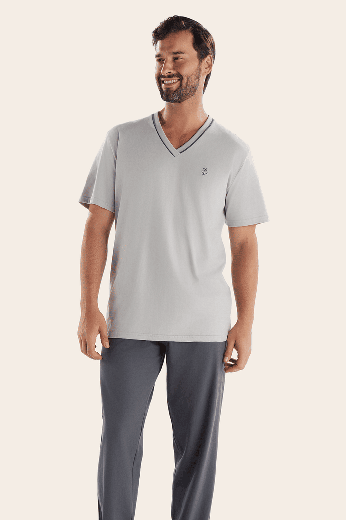 PIJAMA MEIA MANGA COM CALCA EM MEIA MALHA MASCULINO 