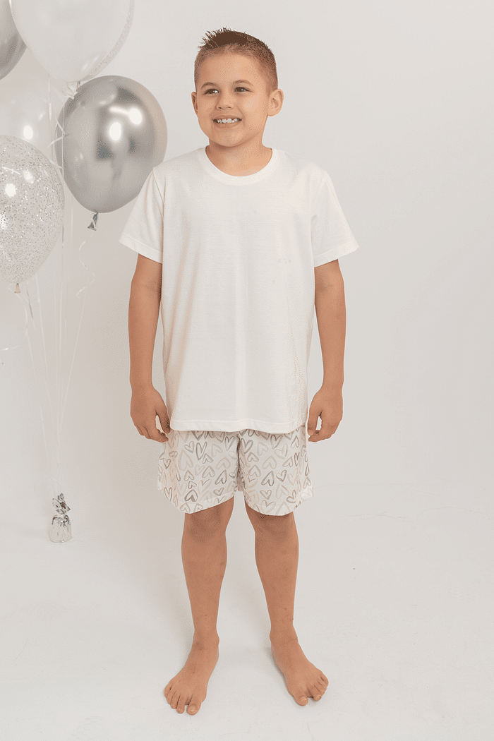 PIJAMA MEIA MANGA EM MEIA MALHA COM BERMUDA EM MALHA ROTATIVA MASCULINO 