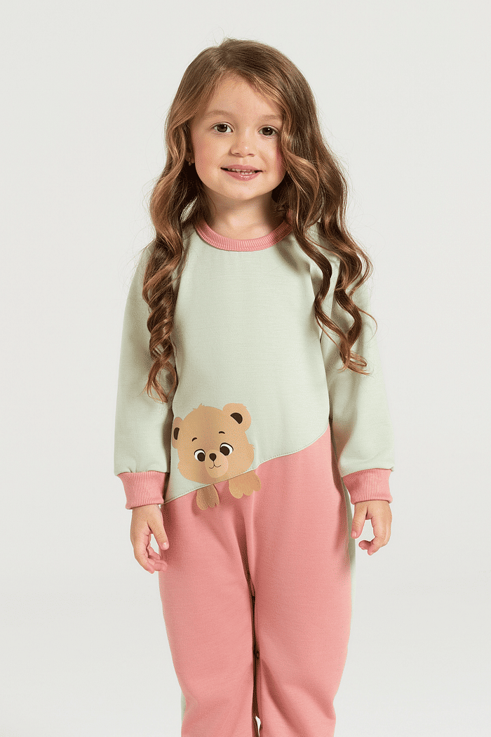 MACAQUINHO MANGA LONGA EM MOLETINHO INFANTIL 