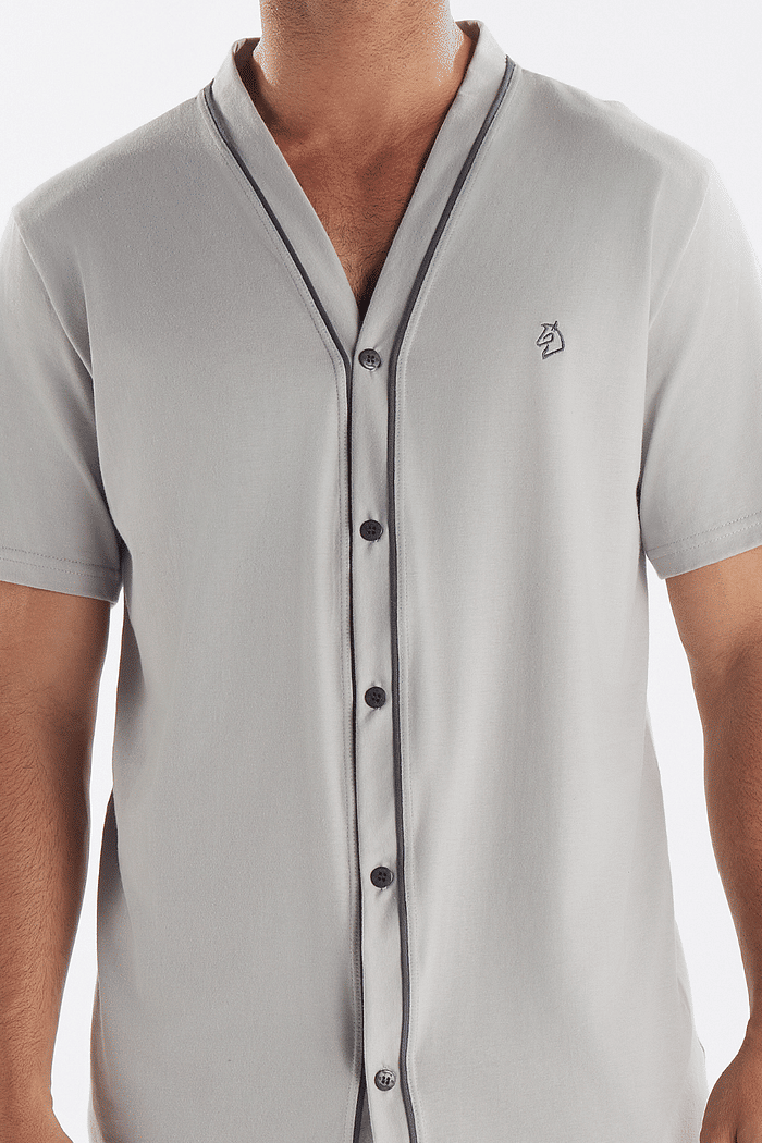 PIJAMA MASCULINO MEIA MANGA ABERTURA FRONTAL COM BERMUDA EM MEIA MALHA