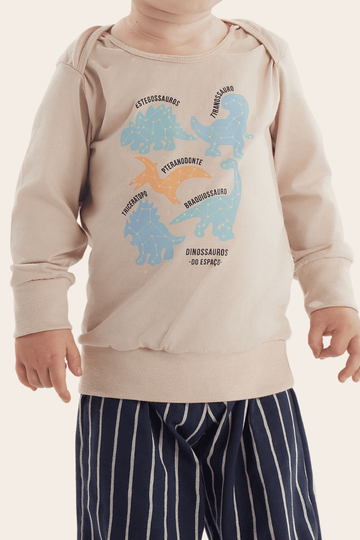 PIJAMA MANGA LONGA EM MEIA MALHA COM CALCA EM MALHA ROTATIVA MASCULINO 