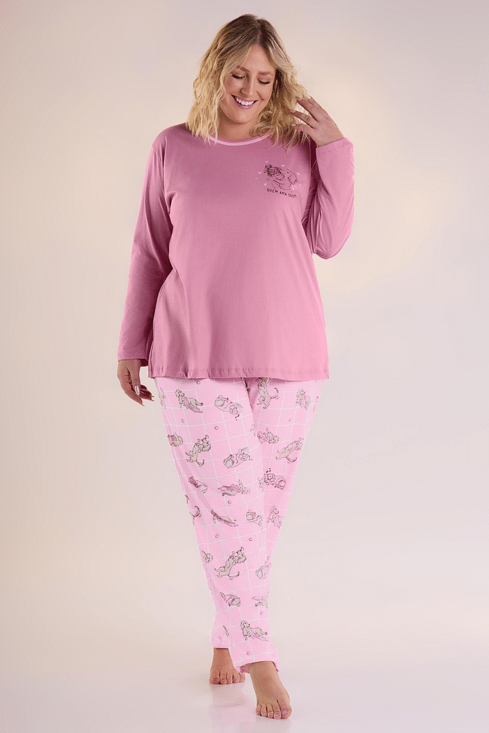 PIJAMA LONGO MALHA FEMININO