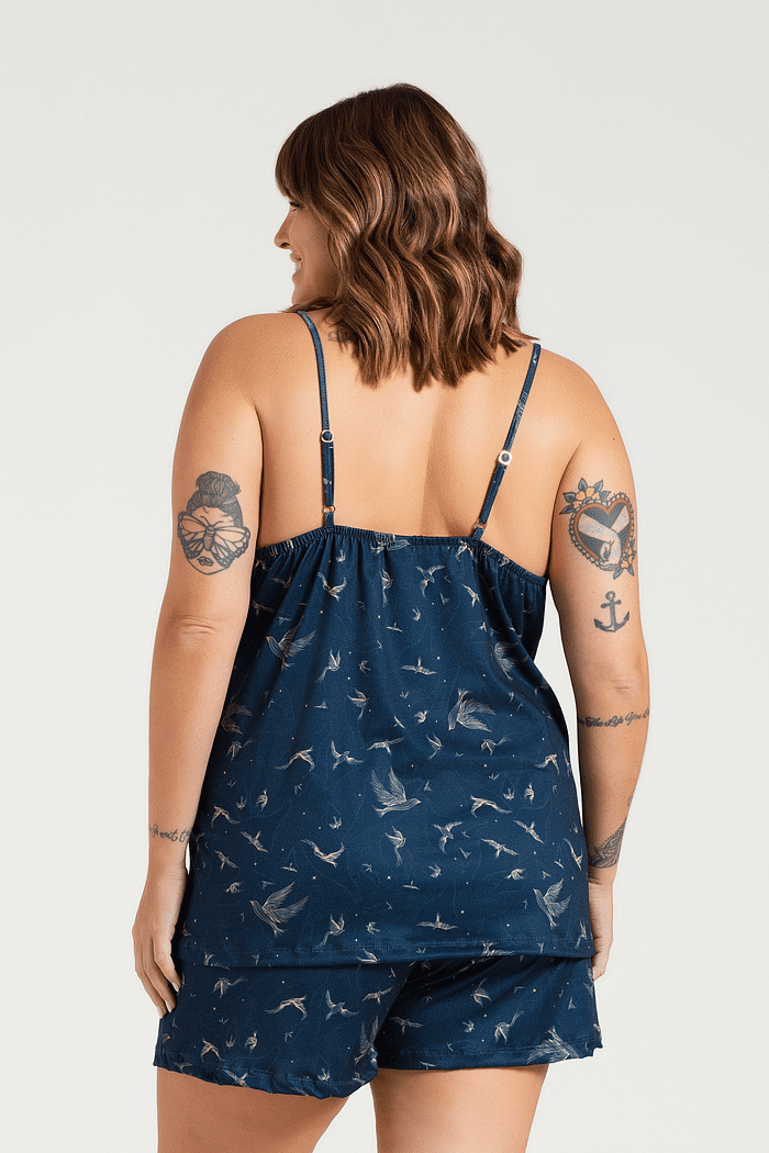 PIJAMA ALÇAS COM SHORTS EM MALHA SOFT TOUCH FEMININO