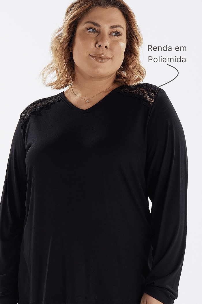PIJAMA FEMININO MANGA LONGA COM CALÇA EM VISCOLYCRA