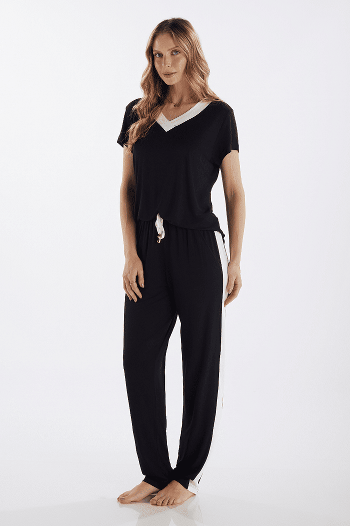 PIJAMA MEIA MANGA COM CALCA EM VISCOLYCRA FEMININO