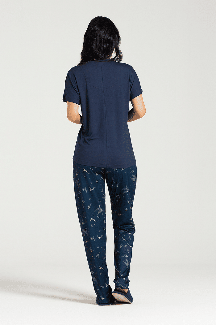 PIJAMA MEIA MANGA EM VISCOLYCRA COM CALÇA EM MALHA SOFT TOUCH FEMININO