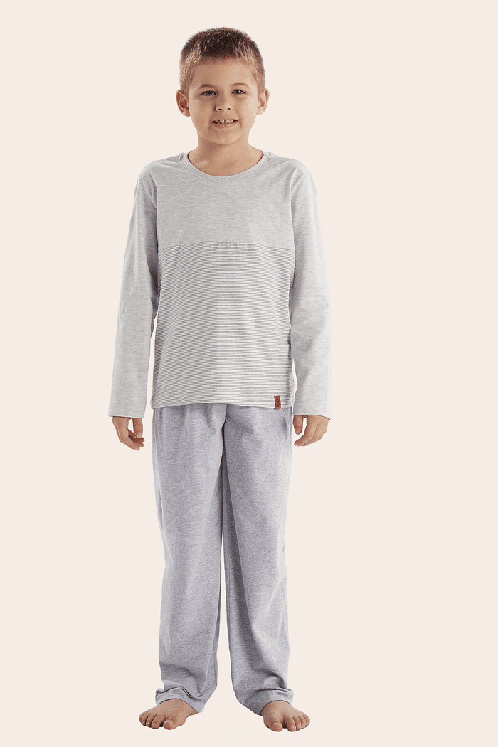 PIJAMA MANGA LONGA COM CALCA EM MEIA MALHA MASCULINO 