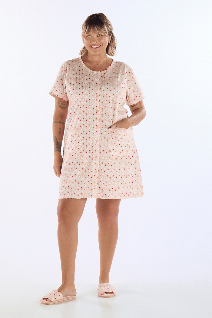 CAMISOLA MEIA MANGA ABERTURA FRONTAL EM MALHA ROTATIVA FEMININO 