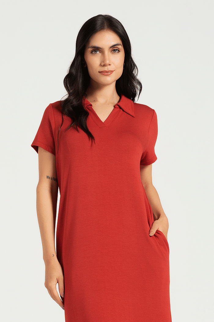 VESTIDO MEIA MANGA EM VISCODAY FEMININO 