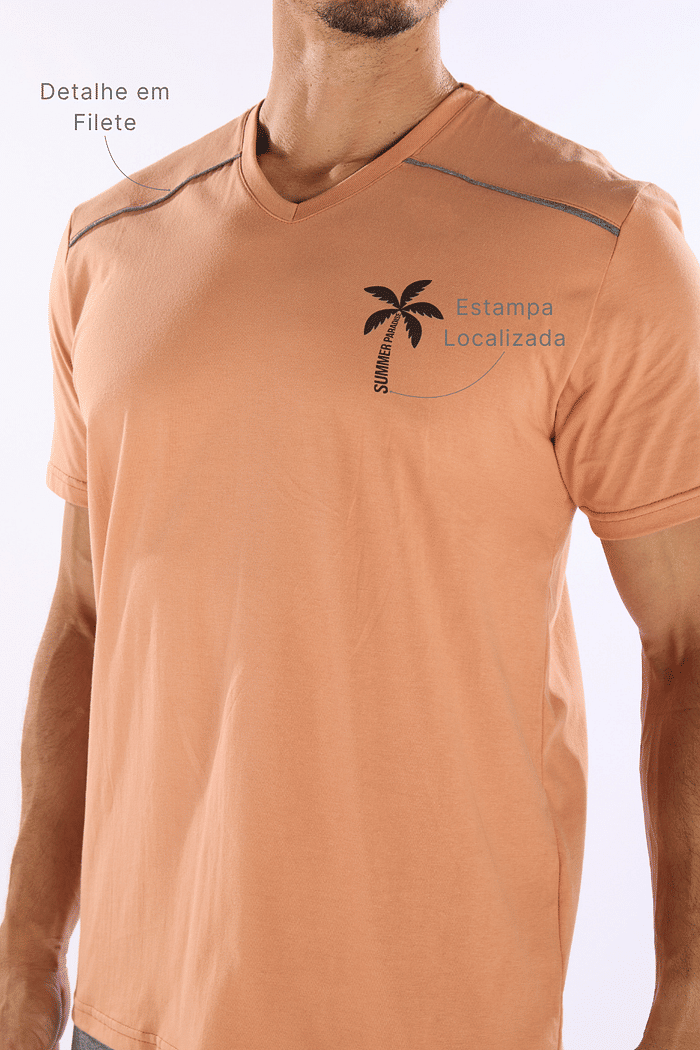PIJAMA MEIA MANGA COM SAMBA CANCAO EM MEIA MALHA MASCULINO