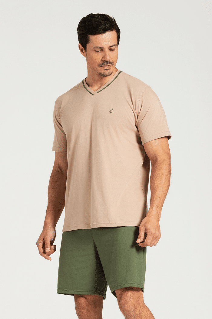 PIJAMA MEIA MANGA COM BERMUDA EM MEIA MALHA MASCULINO