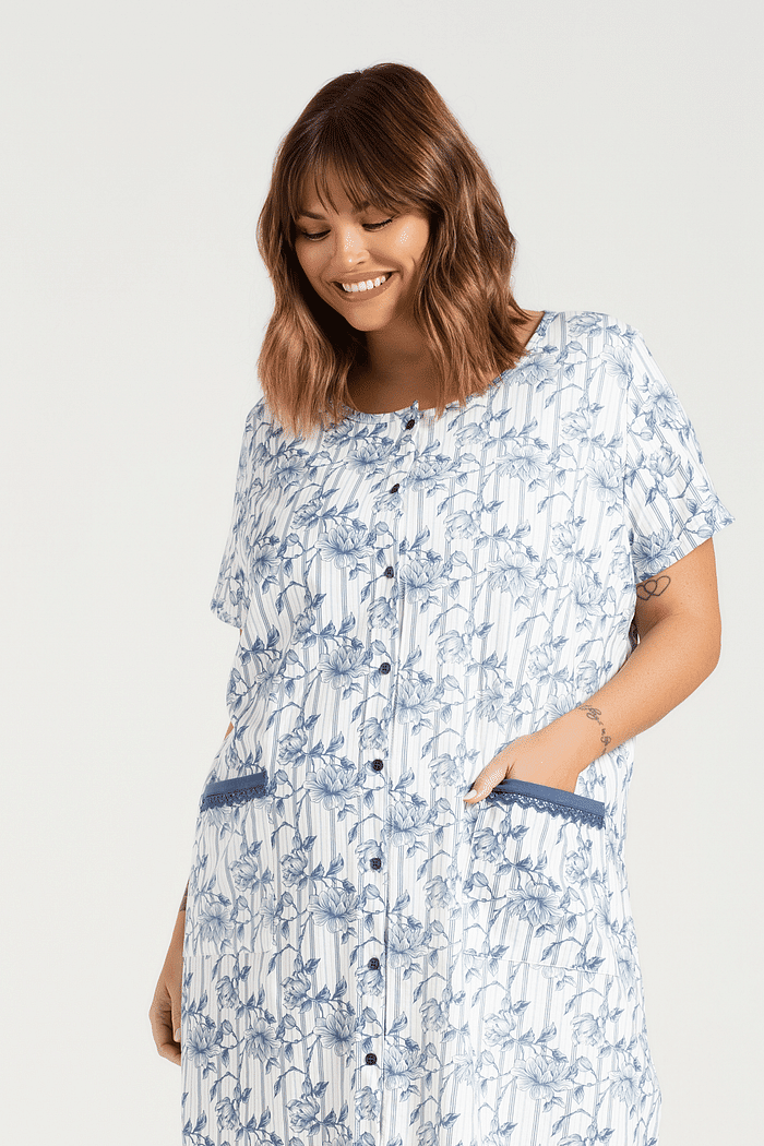 CAMISOLA MEIA MANGA ABERTURA FRONTAL EM MALHA ROTATIVA FEMININO 