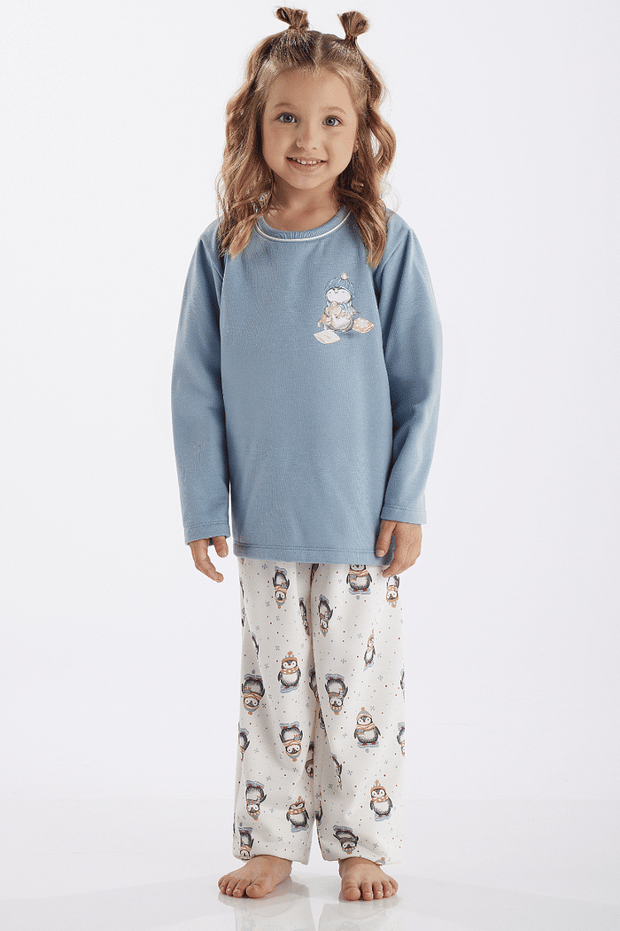 PIJAMA MANGA LONGA EM MOLETINHO COM CALCA EM MOLETINHO ROTATIVO FEMININO